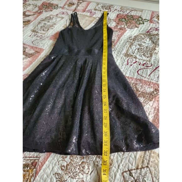 Express Sequin Dress Women's Black Mesh Overlay Sleeveless Side Zip Mini Size XS - Picture 7 of 11